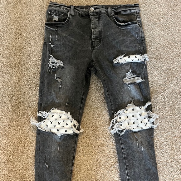 Amiri x Playboy Jeans White Leather Patch size 36 - Picture 1 of 3